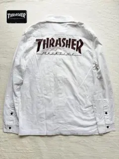 スラッシャー　THRASHER ロゴ刺繍 ホワイト　シャツ　長袖のサムネイル