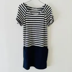 here's(ヒアーズ)美品 レディース ボーダー半袖チュニック夏ワンピース