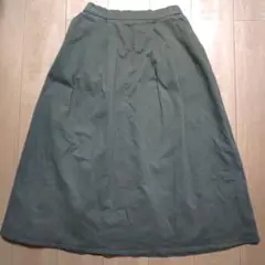 イオン トップバリュ オリーブグリーン フレアロングスカート Мのサムネイル