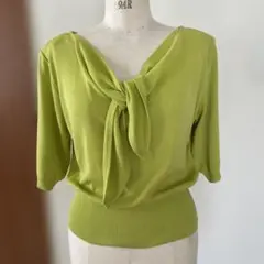 Christian Dior リボンニット 半袖 グリーン M相当