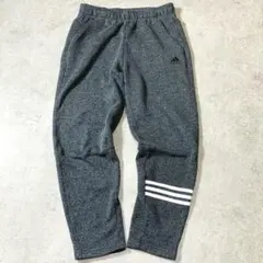 アディダス スウェットパンツ M 杢グレー 3本ライン起毛 ジョガーパンツ