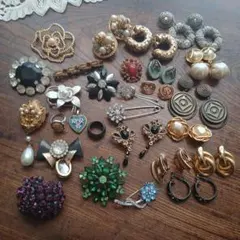 ジャンク！ヴィンテージ メッキアクセサリーまとめて！イヤリング、ブローチなど