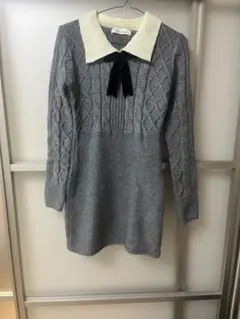 Alucedudu ケーブル編みニットワンピース M グレー