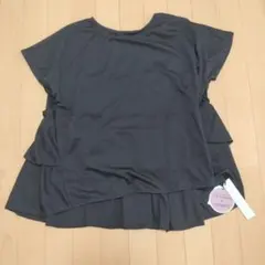 新品　nissen フリル付きブラックTシャツ　Lサイズのサムネイル