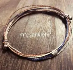 5連 アンクレット 足用 ミサンガ ナチュラルカラー メタルビーズ