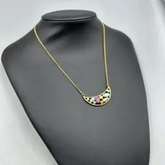 254ヴィンテージ　カラフルストーン ゴールドネックレス