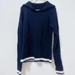 ANN TAYLOR ネイビー セーラー風 セーター 【XS】白 普段着のサムネイル