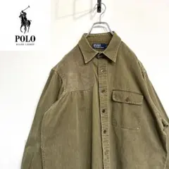 超人気❗️ラルフローレン　ミリタリーシャツ　XL 90s刺繍古着希少レア長袖