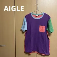 S AIGLE マルチカラーポケットTシャツ　M イーグル