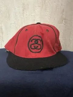 old stussy 90s キャップ ブラック オレンジ 鬼フェード 希少 - メルカリ