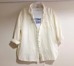 サマンサモスモスsm2✴︎ゆったりリネンシャツ 柄アソート 麻ブラウス イエロー系