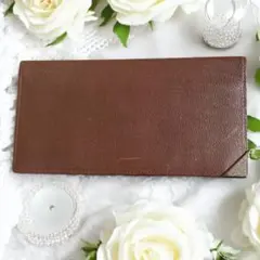 バーバリーダークブラウン レザー ニつ折り長財布 BURBERRY 正規品