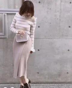 リブニットラップタイトスカート