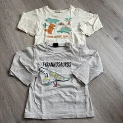 恐竜デザインの長袖Tシャツ2枚セット　90センチ　バースデイ