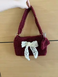 ハンドメイド 編み物 ハンドバッグ ポーチ キーホルダー