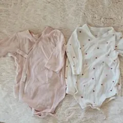 petitmain☆オーガニック前あきボディースーツ　ハート2点セット　80cm