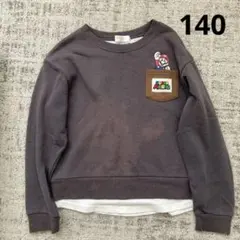 140 スーパー マリオ 長袖 トレーナー キッズ 重ね着風