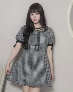 pium 千鳥柄ジャガードベルトミニワンピース グレーミックス