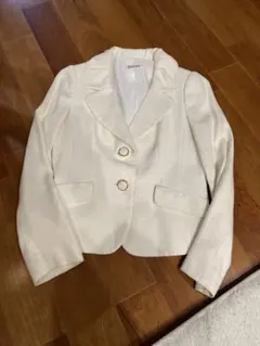 ホワイト ペプラムジャケット ゴールドボタン