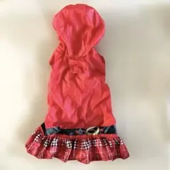 赤い犬用レインコート フリル付き/4号サイズ