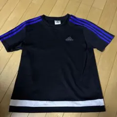adidas 黒と紫 3本ライン Tシャツ