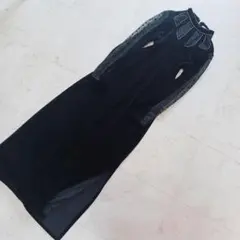 CreateSun ロングワンピース 衣装 ベロア レース ビジュー シースルー