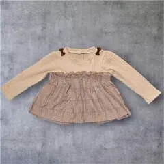 ベージュ チェック柄 トップス チュニック90サイズ　ベビー服