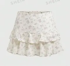 SHEIN ROMWE フローラルプリント フリルミニスカートのサムネイル