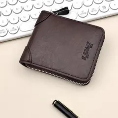 メンズ 小銭入れ カジュアル 財布　ダークブラウン　レトロ　二つ折りのサムネイル