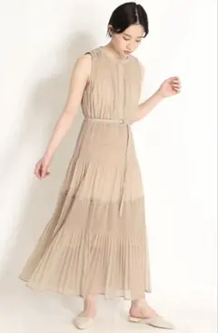 SNIDEL ノースリーブ ロングワンピース ベージュ