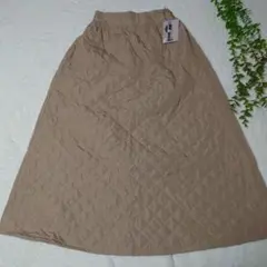 FLASH BLUE キルティングロングスカート ベージュ