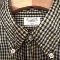 50-60s マチ付き ギンガムチェック 好配色 綿100 BDシャツ
