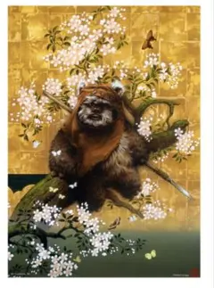 スターウォーズ】三田恒夫 サイン入 ポスター イウォーク 桜 金屏風