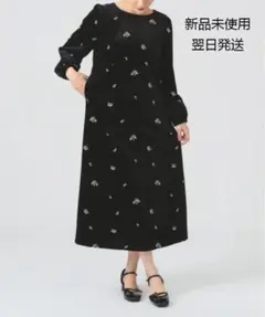 Ray BEAMS ベロア 刺繍 ワンピース