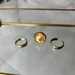 装飾的な金属製リング3点セット