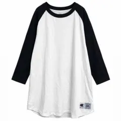 Champion ラグラン長袖カットソー ホワイト ブラック 2XL