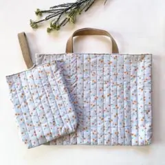 入園入学セット　絵本バック　レッスンバック　上靴入れ　キルティング　さくらんぼ柄