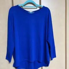 【THE SHOP TK 】七分袖カットソー 青 ブルー ワールド L