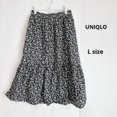 UNIQLO PAUL & JOE ティアードスカート　L 小花柄　ブラック