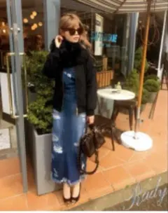 Rady スタッズ付き デニムサロペットスカート