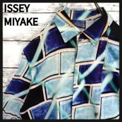 【希少アーカイブ】イッセイミヤケメン フェンス柄長袖シャツ16SS 水谷吉法のサムネイル