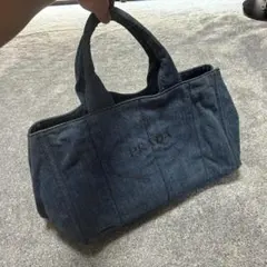 PRADA プラダ カナパ Mサイズ ハンドバッグ トートバッグ デニム 紺色