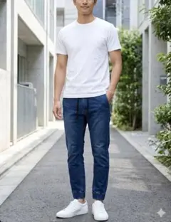 LEEダークブルー ジョガーパンツ ウエストゴム仕様