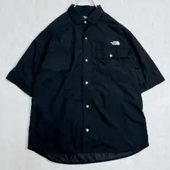美品『ザノースフェイス』ヌプシシャツ ナイロン ブラック 刺繍ロゴ XL