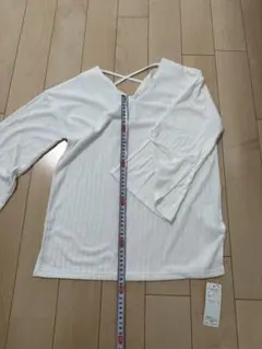 ホワイト ストライプ 長袖Tシャツ