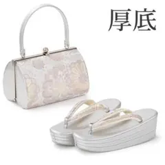 ゆ*)様 薄紫、シルバー、草履と花柄バッグセット Lサイズ