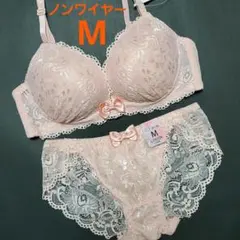 M 新品未使用 ノンワイヤー ブラショーツセット ピンク No.20 ナイトブラ