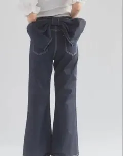 lillilly バック　リボン　ラメ　デニム　パンツ　ブラックのサムネイル