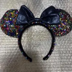 ディズニー カチューシャ スパンコール ミニー レインボー