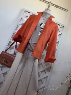 ⭐︎カシミヤ100% ⭐︎ オレンジ が眩しい　山帰来　日本製テーラードジャケット